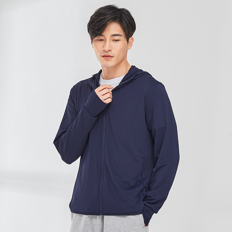 纯色连帽拉链针织防晒衫KL-2099男图2