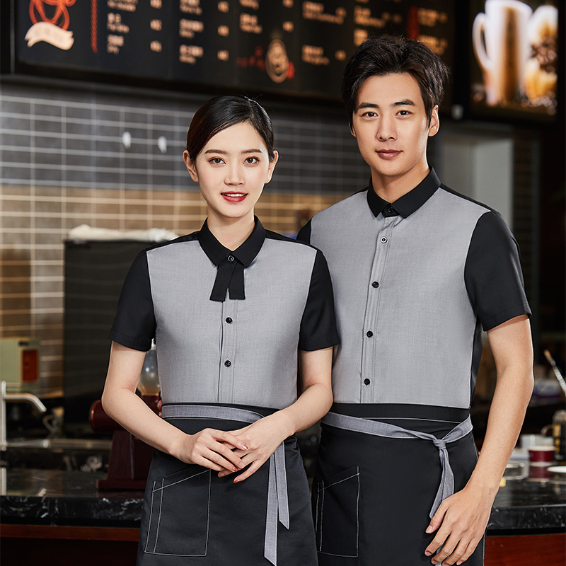 哔叽领花短袖服务员工作服上衣通款H01-2021-05图2