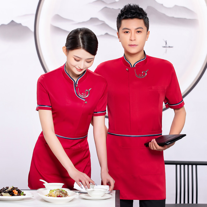 绣祥云酒店服务员工作衬衣+围裙H19-L019图6