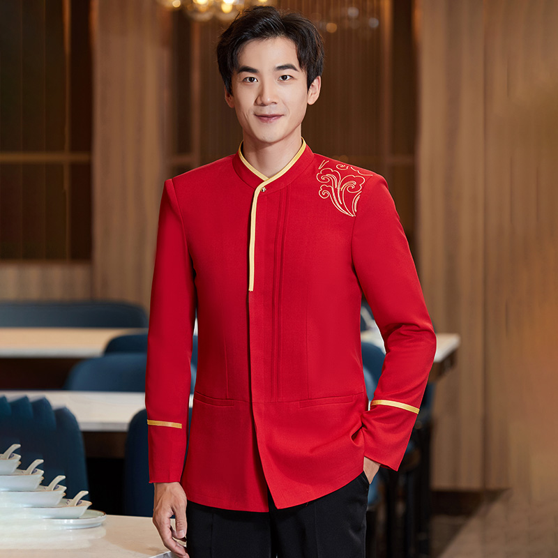 肩绣祥云长袖服务员工作服男款H01-2020-52男图4