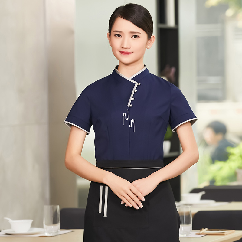 雪花呢酒店服务员短袖工作服上衣H01-2020-6图3
