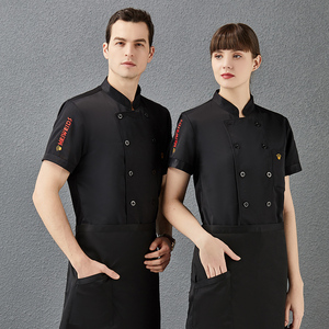 涤棉绣口袋绣皇冠短袖厨师服上衣H01-2021-29