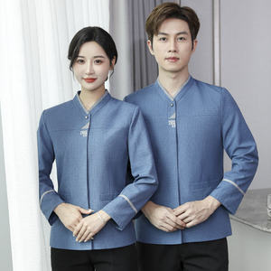 拼三角立领长袖酒店保洁工作服通款H31-BJ03