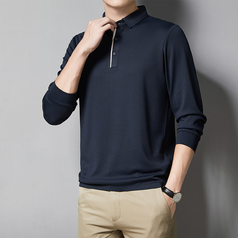 高端休闲男款纯色翻领长袖POLO衫GT5-9999图5
