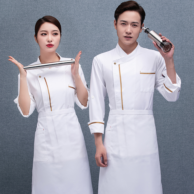 金纺棉斜金边长袖厨师服上衣通款H02-21LY024-027图5