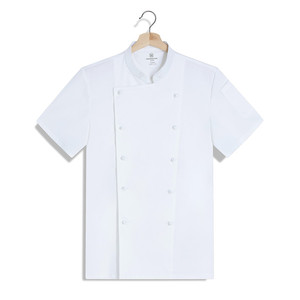 弹力磨毛包扣酒店厨师服短袖上衣H03-名厨包扣