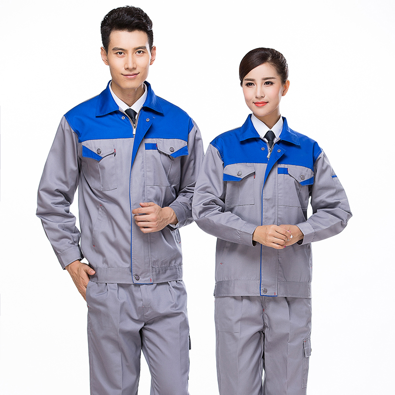 全工艺涤棉厚纱卡拼色长袖工装套装B06-W2301-W2308图2
