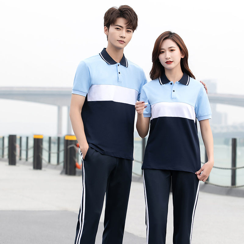 短袖翻领三拼色校服套装KI2-5668套装图2