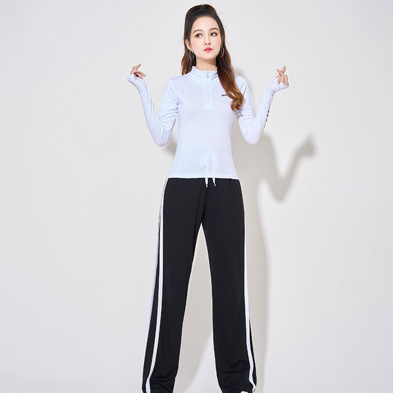半拉链速干舞蹈服团体女装长袖运动服套装H25-small图9