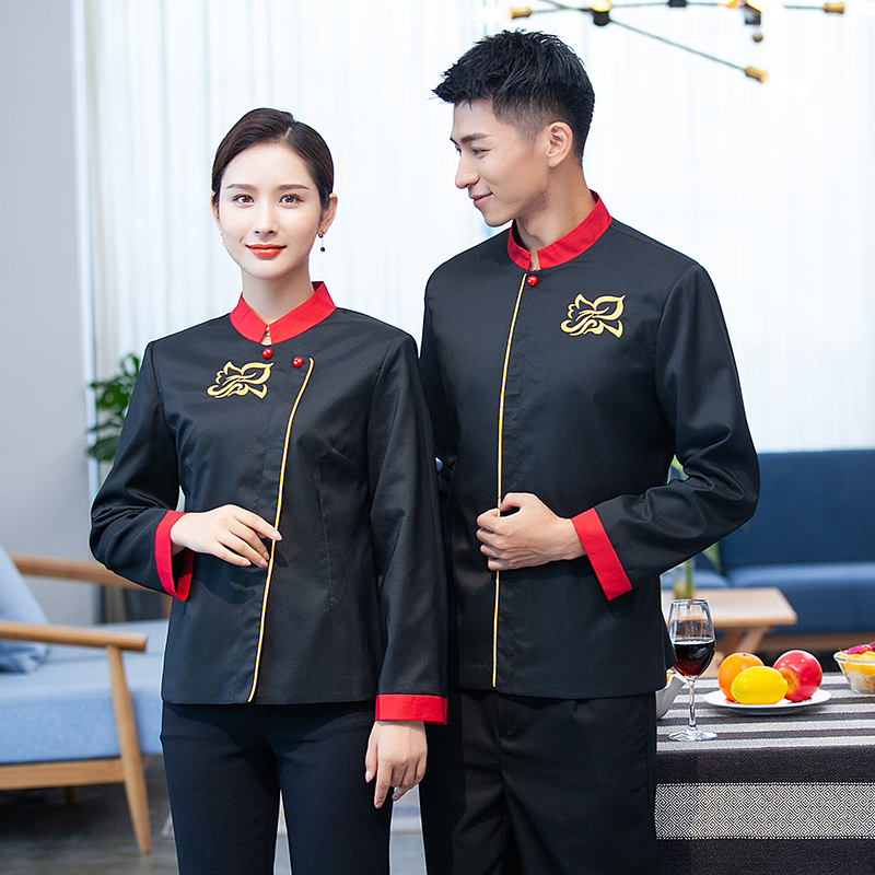 刺绣金花餐厅酒店服务员工作服长袖女款H14-9899-9902女款图2