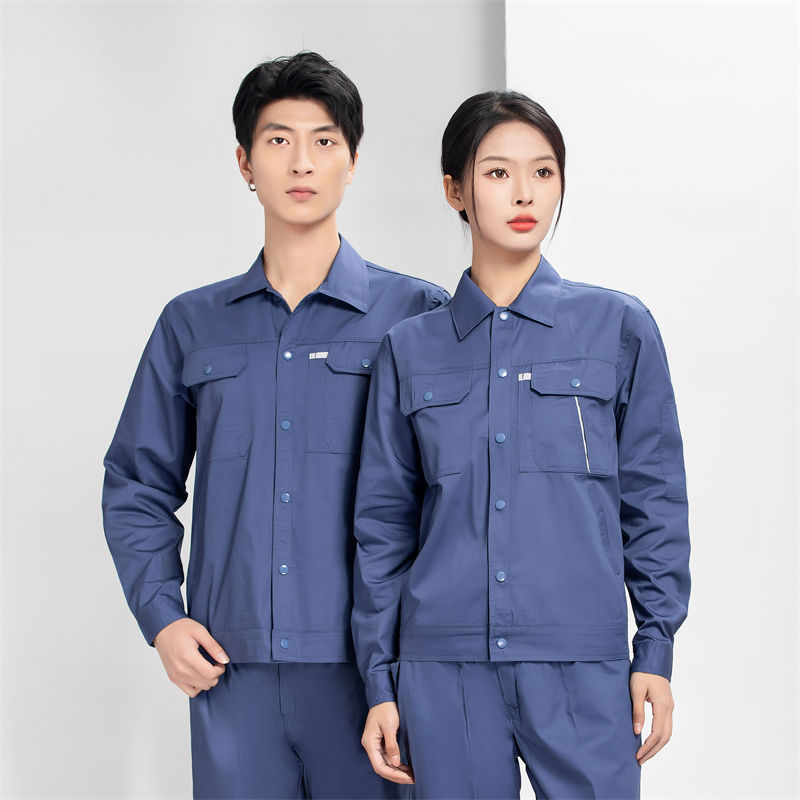 夏季按扣拼色兜长袖工作服上衣H22-24182图6