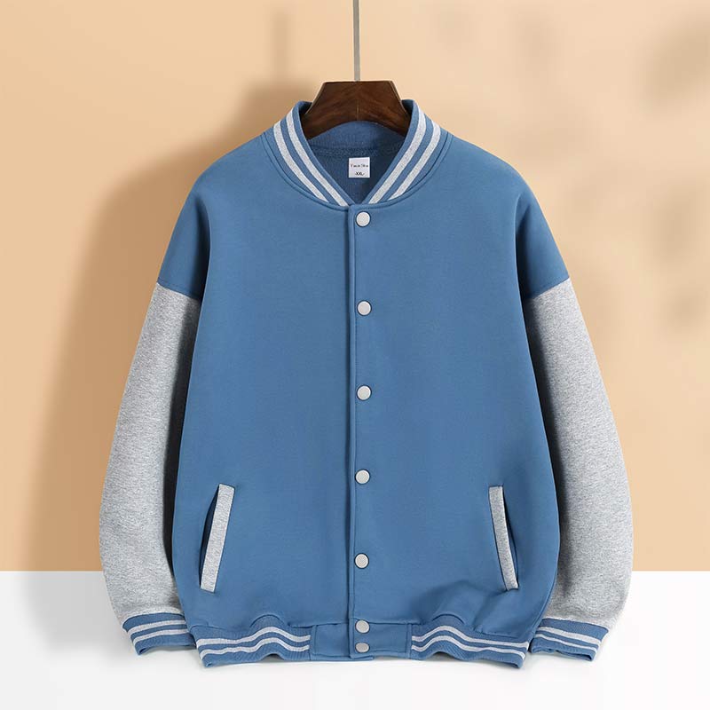 海岛绒纯棉拼色大落肩厚款纽扣棒球服H09-8388图3