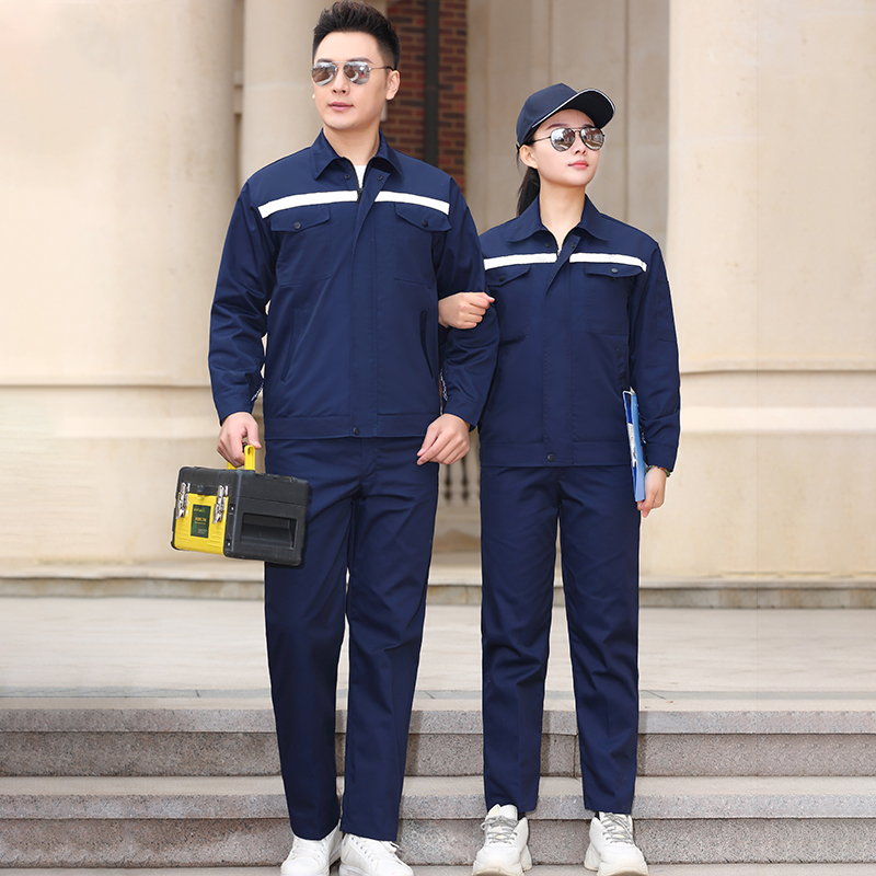 春秋反光条涤丝双层工装长袖套装B06-W90套装图6