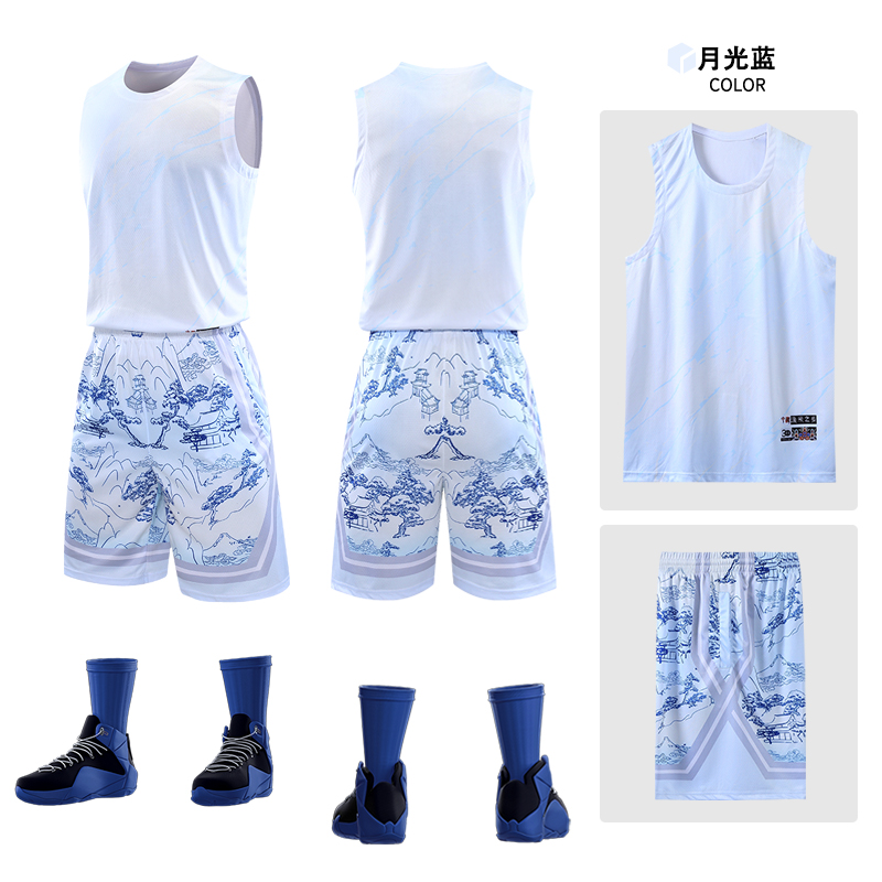 扎染裂纹圆领户外运动篮球服套装210-B211儿童图4