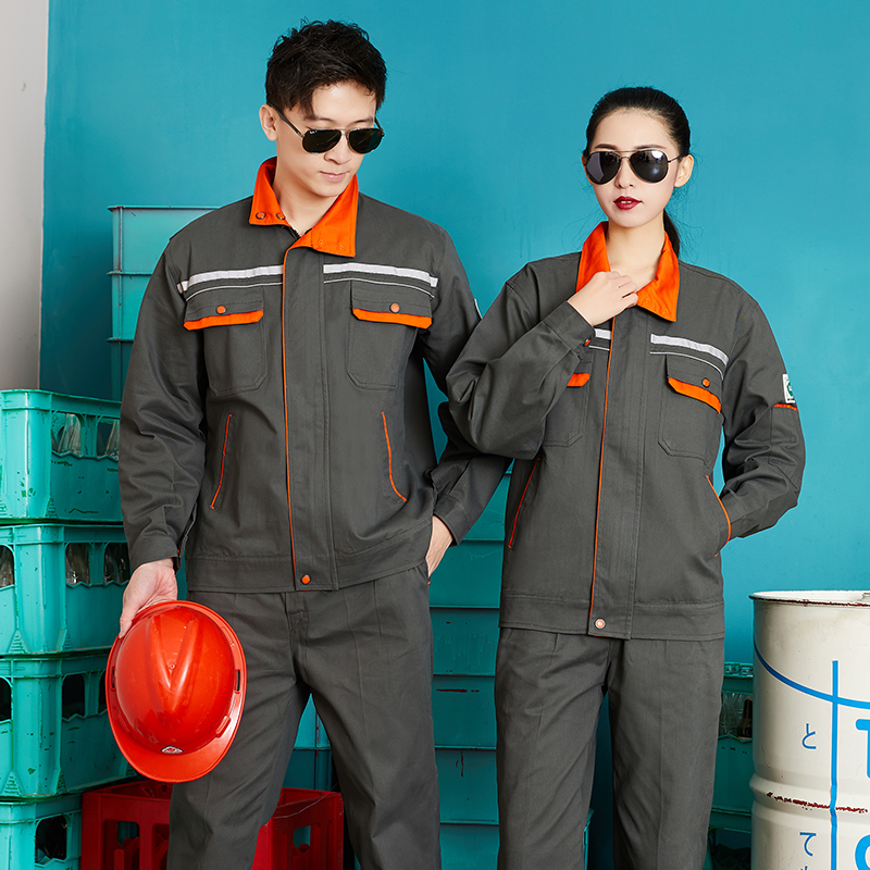 全工艺全棉兜盖领子拼色厚纱卡工作服工装上衣HBY-C6701-C6706上衣图3