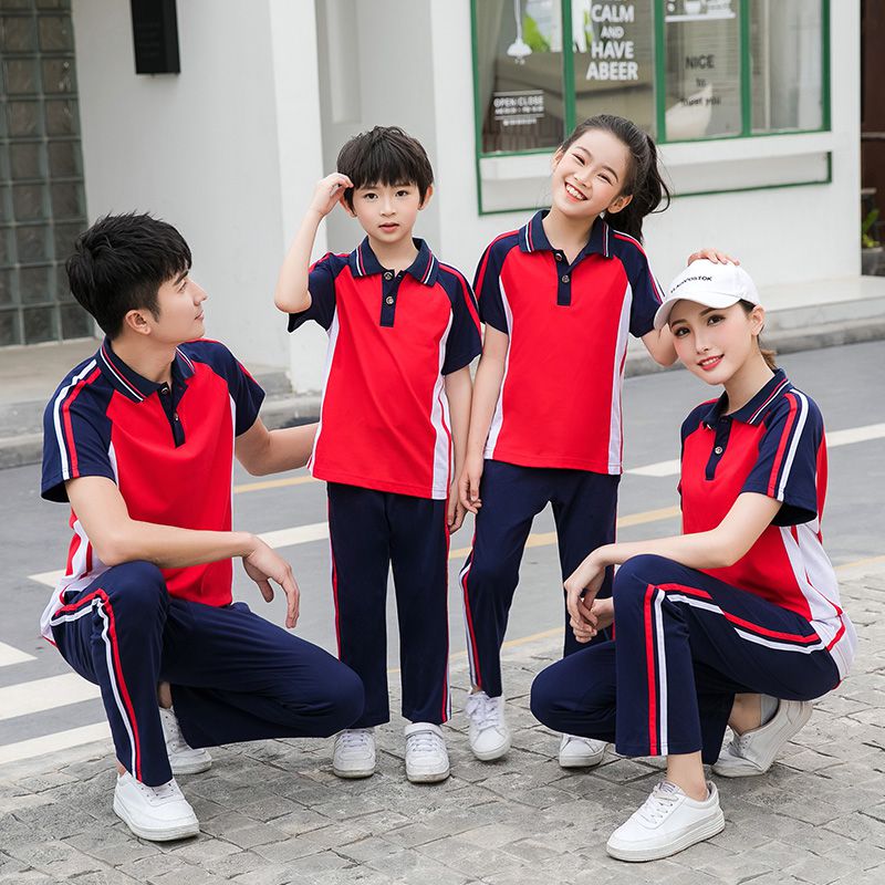 中小学生运动风短袖长裤校服套装KA-2080亲子装图4
