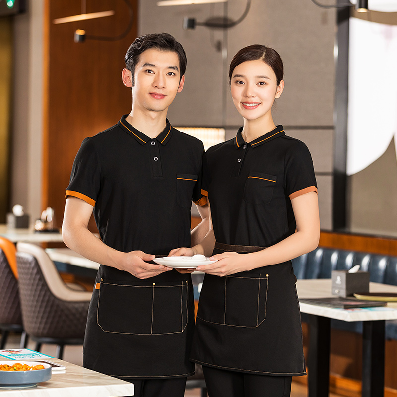 酒店服务员领加边T恤上衣H01-2022-01图2