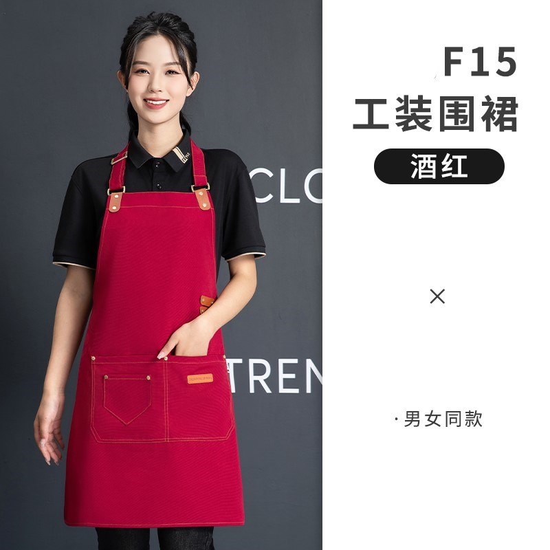 可调节挂脖防水帆布围裙U01-F15图3