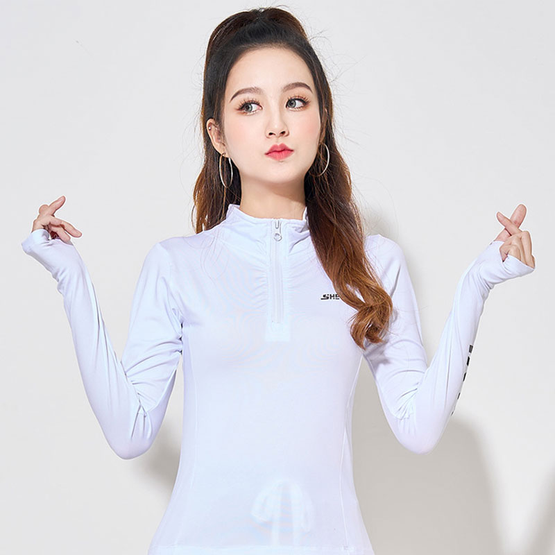 半拉链速干舞蹈服团体女装长袖运动服套装H25-small图8