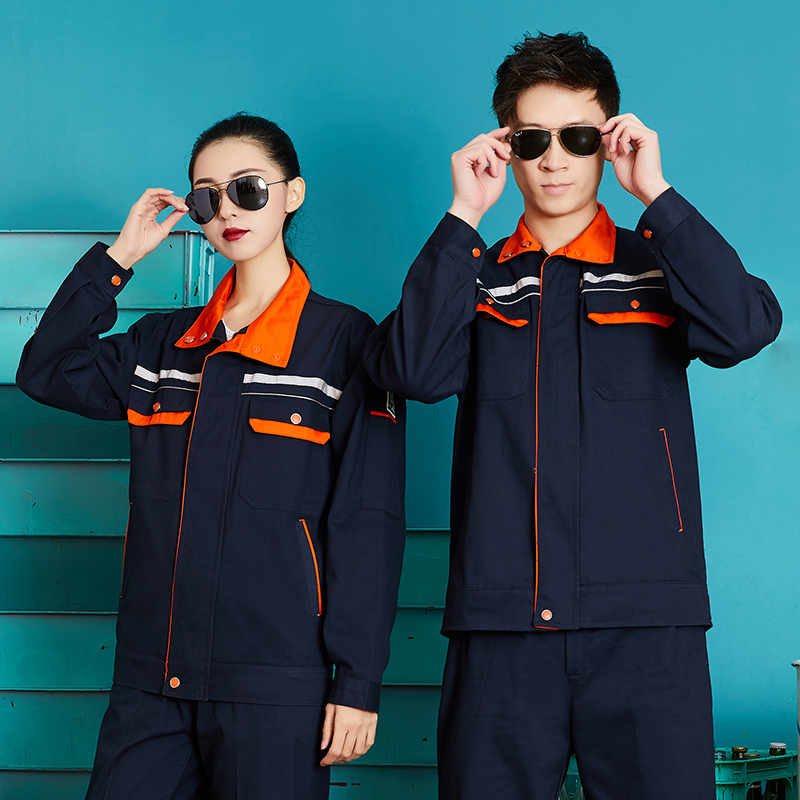 全工艺全棉兜盖领子拼色厚纱卡工作服工装上衣HBY-C6701-C6706上衣图4