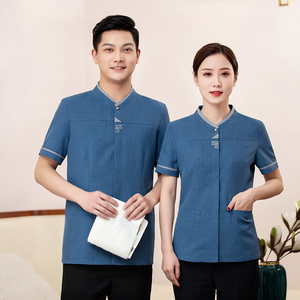 绣三角短袖保洁服上衣男款H10-2101男