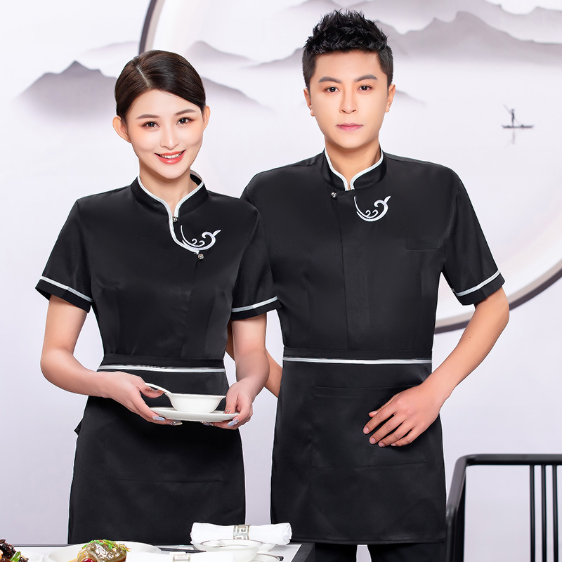 绣祥云酒店服务员工作衬衣+围裙H19-L019图2
