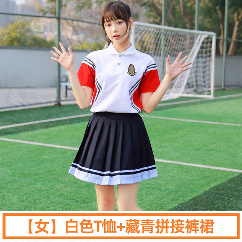 学院风中学生初中生运动会春夏季短袖班服校服两件套女款H23-201（含徽章）图4