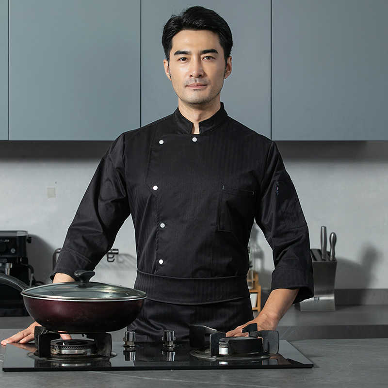 防静电小银扣磨毛面料长袖厨师服H12-防静电小银扣图2
