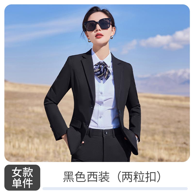 400g色纺四面弹休闲两粒扣西服外套129-6388双扣外套女款图2