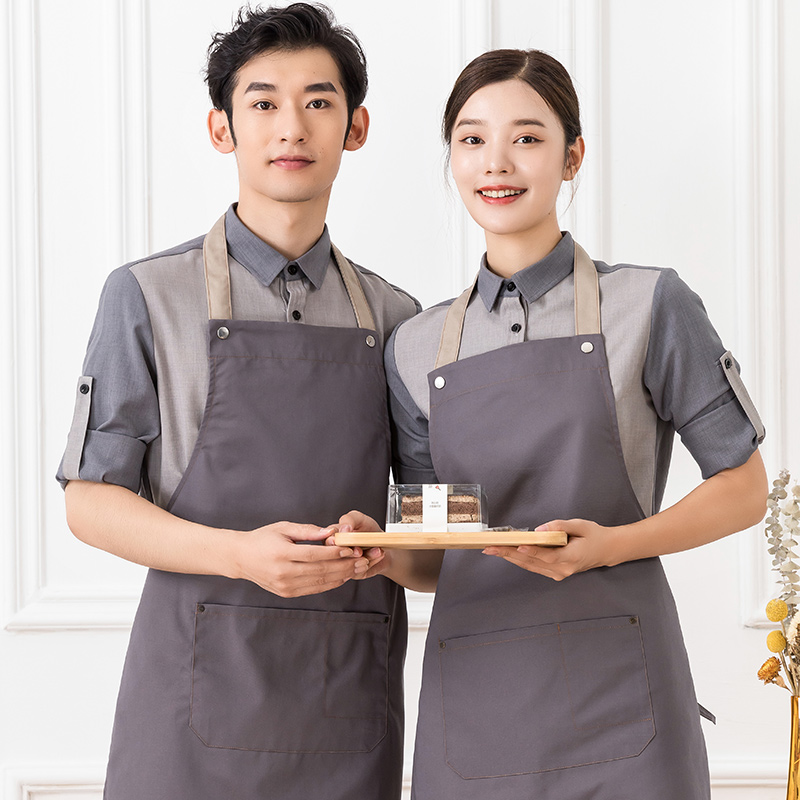 厨房围裙帆布挂脖围裙通款H01-221图6