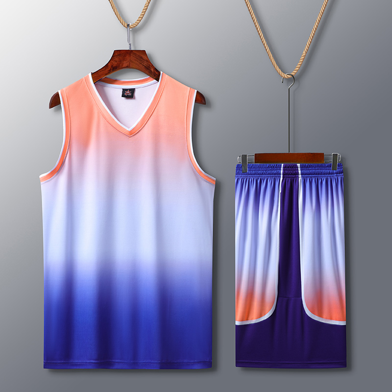 运动速干排汗渐变色篮球服套装成人49-3093图4