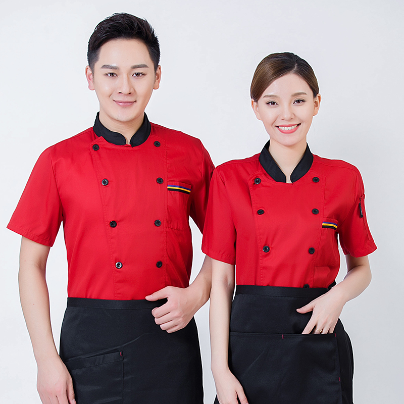 涤丝兜三杠短袖厨师服上衣通款H03-C0202013短袖图3