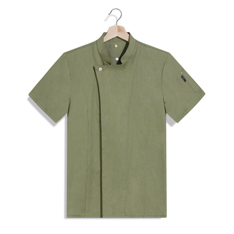 中华立领酒店厨师服短袖上衣H03-七彩纯棉图5